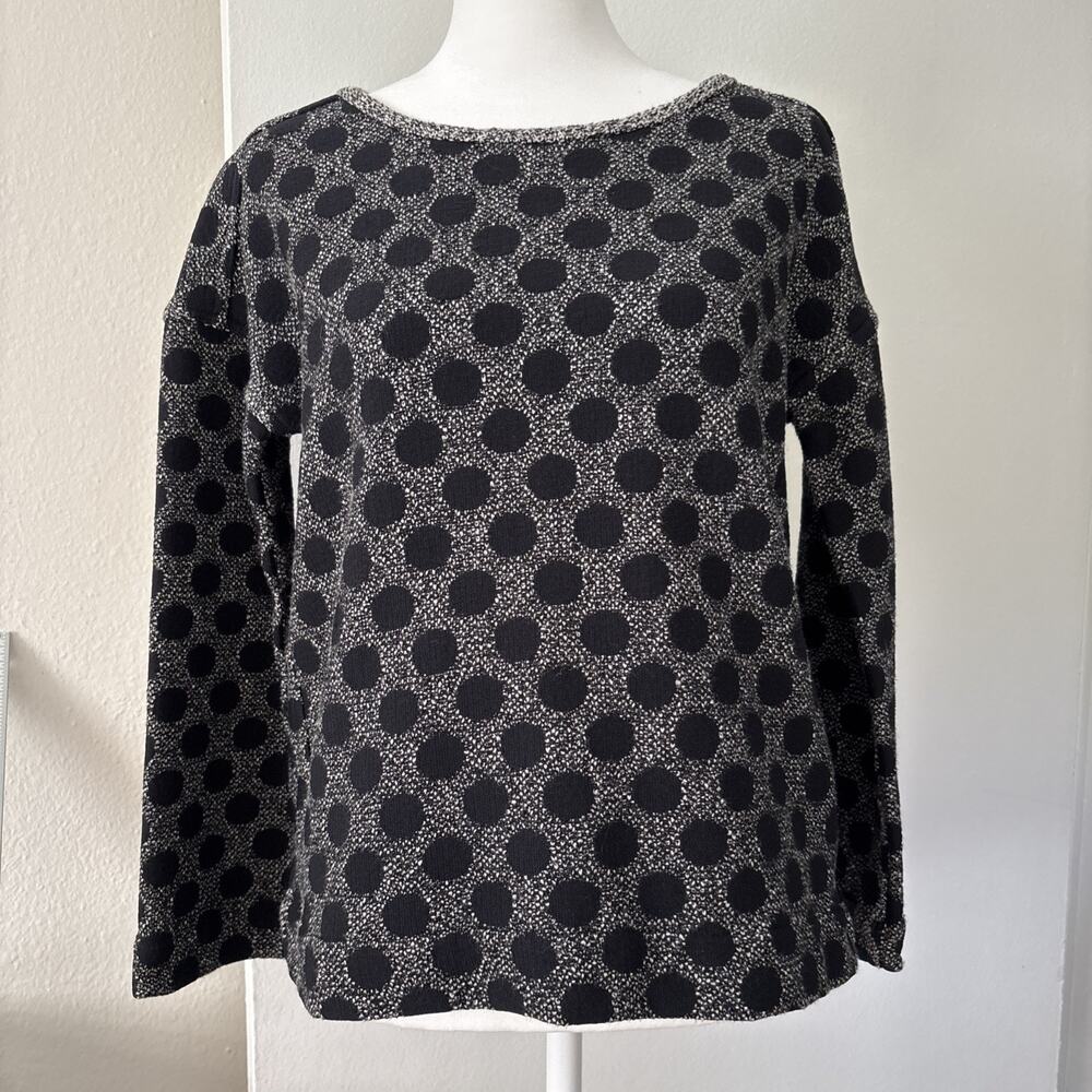 Madewell Reversible Marled Dot Sweater XS Boxy Fit Gray Black Polka Dot Pullover - Picture 5 of 13